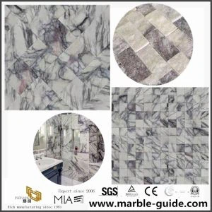 Kichen فلور / وال ڈیزائن کے لئے میلاس Lilac وائٹ سنگ مرمر Mosaic پتھر ٹائل